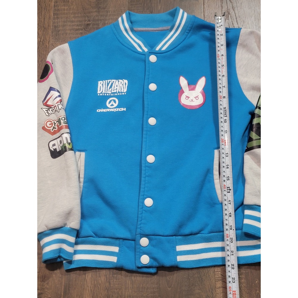 Blizzard Overwatch D.Va Varsity Jacket Blue Grey I Play To Win Bomber Small